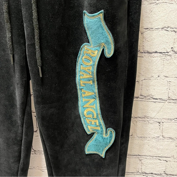 8IGHTH DSTRKT Mens Black Joggers Gold Trim Royal Angel Down Leg Size XL - Picture 6 of 13